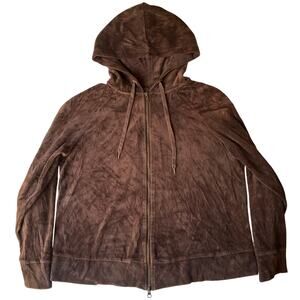 Liz Lange Maternity Women Velvet Jacket size S Full Zip Hooded Earthy Brown